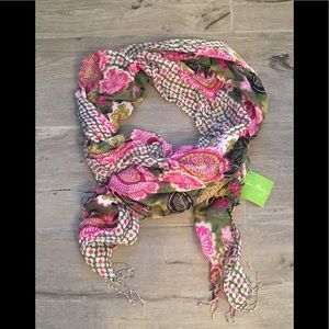 Vera Bradley Fringe Olivia Pink Scarf NWT